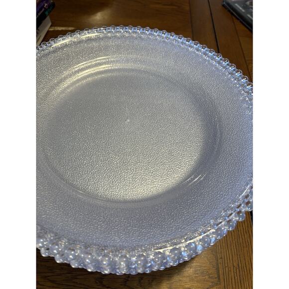 Set Of 12 Round Acrylic Hobnail Trim Party Cookie Trays Appetizer Wedding Clear - Picture 4 of 6